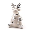 DARO DEKO Ceramic reindeer tea light holder, silver-white, 11 x