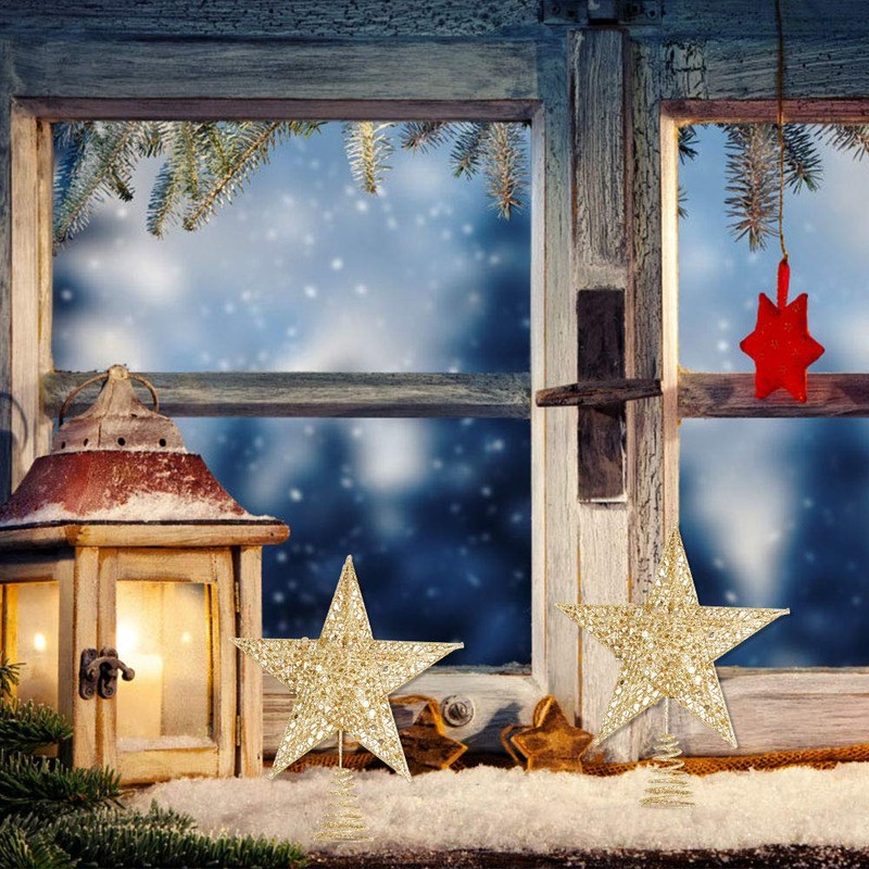 Dadabig Christmas Tree Topper Star, Christmas Tree Glitter Decoration, (Gold)