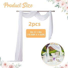 Pelmet Freehand Decoration, Wedding Curtain Decoration, White Wedding Arch, Photo Background, Tulle, Draping Fabric, Tulle Fabric, Living Room Curtain, Arbor, Archway, Ceremony, Party Decor, 6 m x 1.5