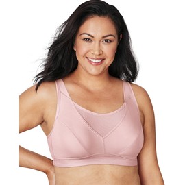 Playtex Women's Secrets Bounce Control Wirefree, Anchorstrap Moisture Wicking Wireless Bra, Pink Pirouette, 48D