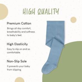 fluffyfeet Unisex Baby Tights Cotton Thick Leggings 3 Pack | Seamless Soft Cotton Anti Slip Sole Stockings for Boys Girls