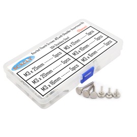 SCXCLY 30pcs Knurled Thumb Screws, Knurled Head Thumb Screws Bolts with Shoulder Grip Knobs, M3 Assortment Kit (6 Sizes), 304 Stainless Steel (Silvery)