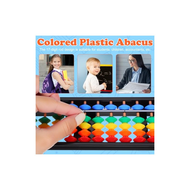 ibasenice ÁBaco De PláStico Multicolor, 17 Varillas para MatemáTicas