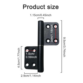 6pcs Door Hinges, Removable Aluminum Alloy Door Hinges Corner Hinge for Doors House Decor Accessories, Without Screws(Matte Black)