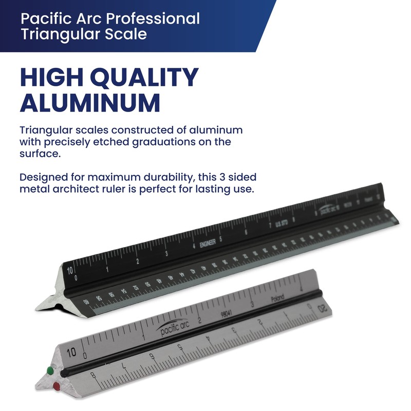 Pacific Arc Professional Aluminum Triangular Scale - Engineer - Silver