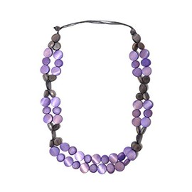 collezione alessandro Mona Long Necklace with Flat Wooden Beads, Wood