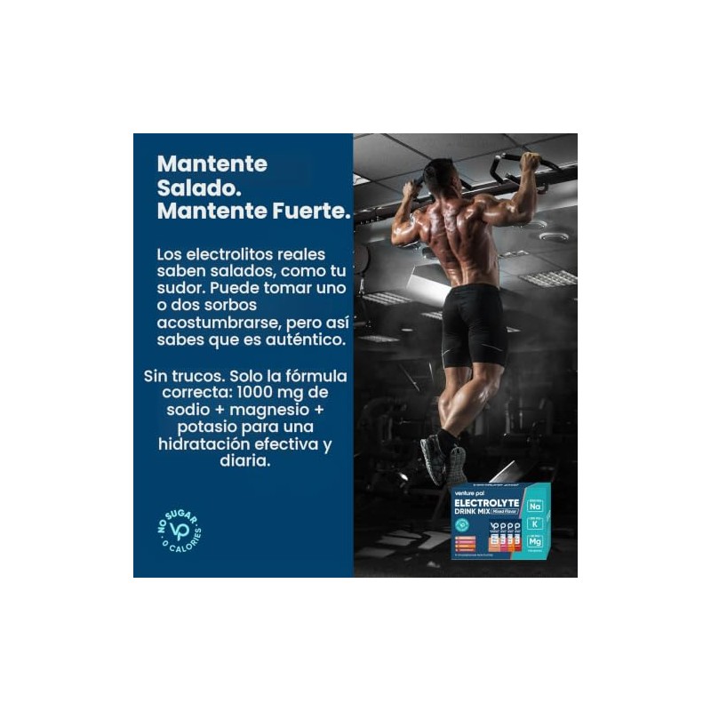 Venture Pal- Paquete de Polvo de Electrolitos Sin Azúcar Alto