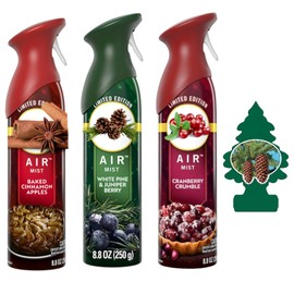 Febreeze Air Mist, Odor-Fighting Air Freshener 8.8oz, Limited Edition-Winter Collection, Pack of 3 (Apple, Pine and Cranberry), with (1) Air Freshener Royal Pine Fragrance