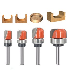 Sinoprotools 4PCS Bowl & Tray Template Router Bit Set 1/4 Inch Shank, Carbide Tipped Circle Round Nose Cutting Cove Juice Groove Router Bit, Ideal for Making Wood Bowls, Trays, Boxes, Board Troughs