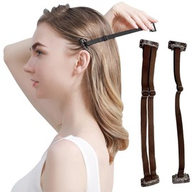 Face Lift Straps Lifting Straps Facial Tape Face Lift Straps with Clips Elastic Straps Adjustable Women Face Lift Straps Concealing, Brown, 2 Pack