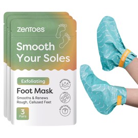 ZenToes Exfoliating Foot Mask for Dry Cracked Feet | Urea, Niacinamide & Rose Extract Infused Foot Peeling Mask | Spa Experience At Home | Mess Free Design | Cucumber Rose Scented, 3 Pairs