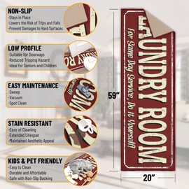 Ottomanson 20" x 59" Laundry Room Rug - Non-Slip Mat for Laundry & Mudroom - Durable, Stain-Resistant, and Easy to Clean - Perfect for High-Traffic Areas - Runner Rug for Entryway Bathroom, Red