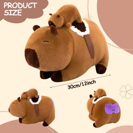 Capybara Plush Toy, 30CM Capybara Plushie Throw Pillow Stuffed Animal Doll Cartoon Stuffed Toy Cushion Doll Plushie Toy Plush Doll Cuddly Animals Dolls Hugging Pillow Seat Cushion Gift for Kids