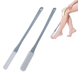 fghuim 2PCS-Toe Cleaning Brush,Foot Scrubber for Shower,Long Handled Silicone Toe Crevice Soft Rubber Cleaner for Seniors,Elderly, Men and Women (Grey).