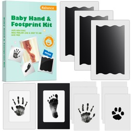 Nabance Inkless Baby Hand and Footprint Kit, Safe No Mess Ink Pad for Baby Hand and Footprints, 3 Inkless Print Pads with 2 Photo Frames, 6 Imprint Cards, Clean-Touch Newborn Inkless Print Pads