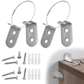 24Pcs Anti-Tip Furniture Anchors for Baby Proofing Secure Stainless Steel Wardrobe Wall Safety fixings Wall Anchor Furniture Wall Anchor for Baby Proofing Pet Protecting Cabinet Secure Bookshelf