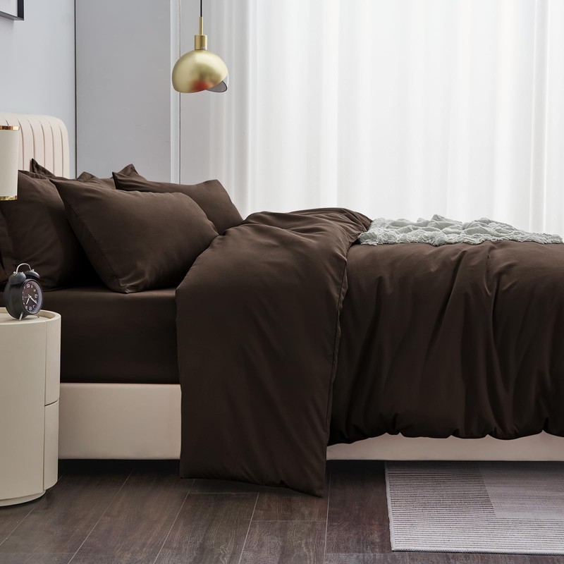Aisbo Double Duvet Covers Set Brown - 3Pcs Bedding Set