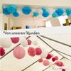 Set of 15 tissue paper pompoms, including satin ribbons (each