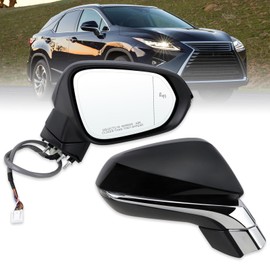 Lqito Right Passenger Side Mirror Compatible With 2016-2022 Lexus RX350 RX450h 2018-2022 RX350L RX450hL With Power Folding Heated Blind Spot Turn Signal Mirror Memory Black Replace#87910-48881(15Pins)