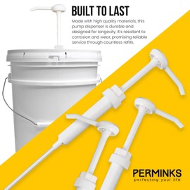 5 Gallon Pump Dispenser - Pump for 5 Gallon Bucket, Jug, Bottle, Large Container - Great for Shampoo & Conditioner, Laundry Detergent, Snow Cone Syrup, Bleach Liquid, Oil & More (Pack of 6)