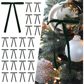 36 Pcs Velvet Christmas Tree Bows Door Garland Decor Vintage Wreath Bow,Velvet Bows for Christmas Tree, Christmas Velvet Bows Rustic Crafts Gift Bows Vintage Velvet Ribbon Bows (Dark Green)