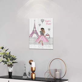 Pink Eiffel Tower Wall Art Romantic Paris Fashion Women Canvas Wall Decor Butterfly Eiffel Tower Picture Painting Print Modern Atwork For Girls Women Room Bathroom Office Framed Ready to Hang 12"x16"
