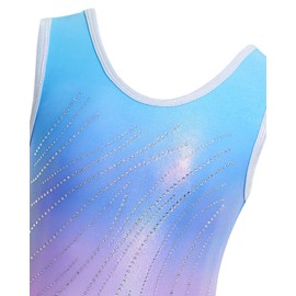 Gogokids Girls' Three Piece Gymnastics Set, Sleeveless Leotard with Shorts and Headband, Ballet Dancing Leotard Gymnastics Outfit with Sparkling for Girls, Sleeveless Jerseys for 3-12 Years, rainbow