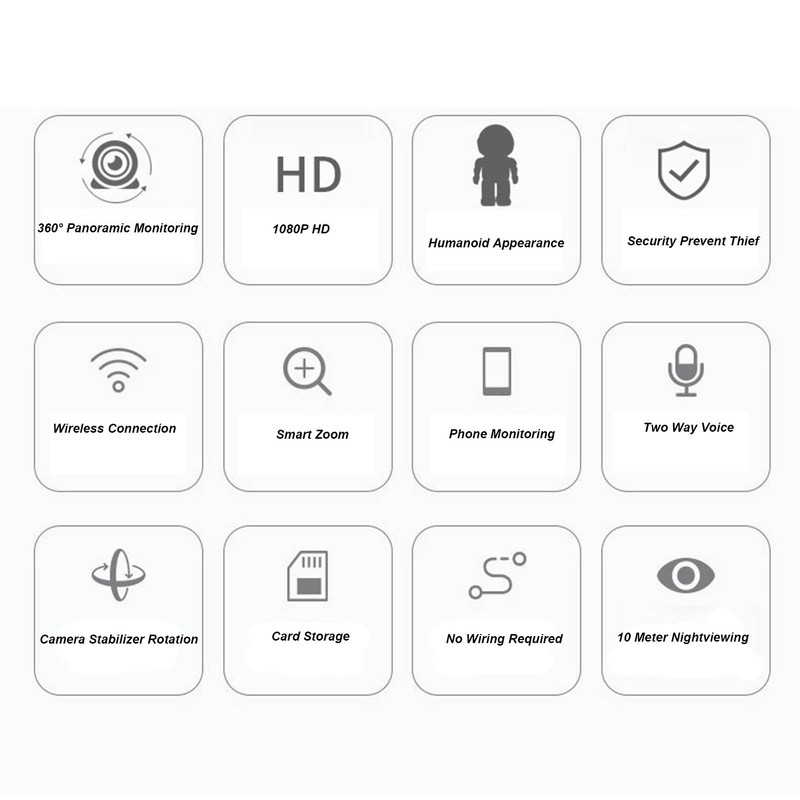 Wireless Surveillance Camera Security Monitor 1080P HD 360 Degree Night