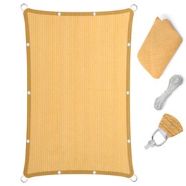 Eden's Decor Straight Flat Edge Sun Shade Sail with Grommets, Pergola Shade Cover Outdoo Sun Shade, Patio Shade, Deck Shade(Wheat, 9' X 18')