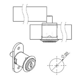 Gedotec Pressure Cylinder Lock Screw-On Lock 1 Set Lock with Key and Mounting Material for Sliding Doors Nickel-Plated Steel Diameter 19 mm Various Locking Including Accessories Push Lock