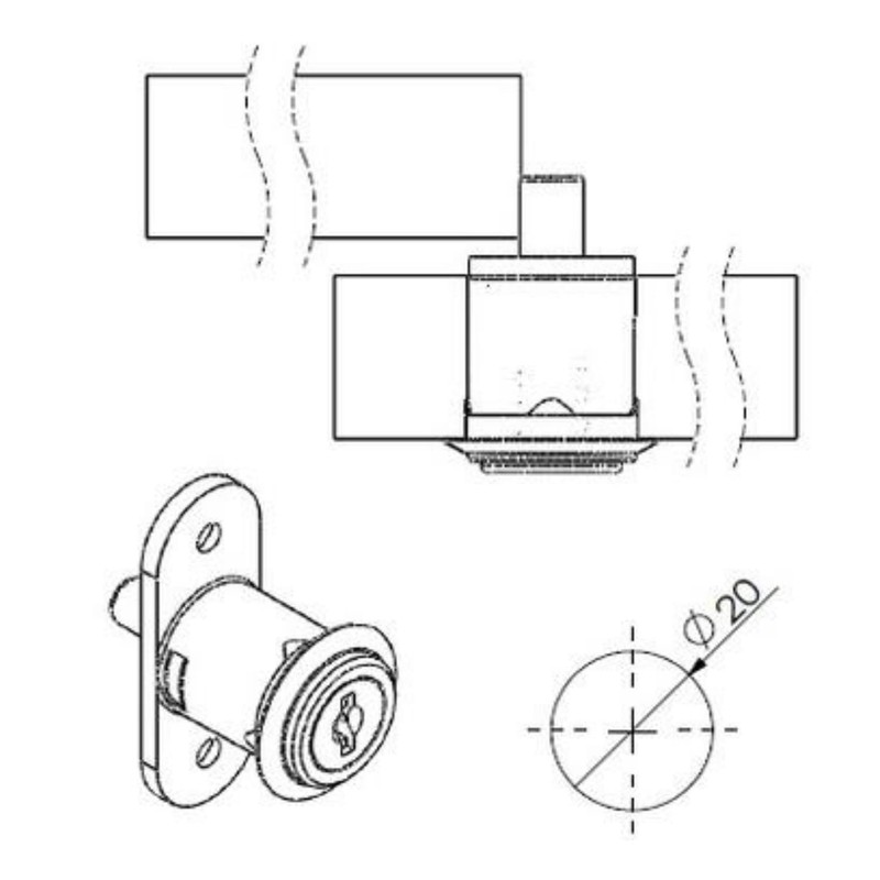 Gedotec Pressure Cylinder Lock Screw-On Lock 1 Set Lock with