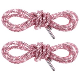 2 Pcs Pink Shoe Laces Rhinestone Shoe Laces Glitter Rope Laces Crystal Glitter Rope Bling Hoodie String Drawstring Cords Replacement Shiny Crystal Drawstring Shoe Laces For Sweatpants Sneakers(pink)