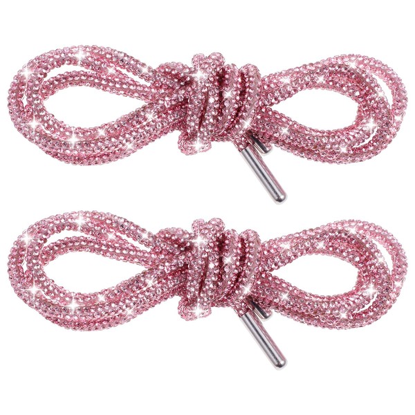 2 Pcs Pink Shoe Laces Rhinestone Shoe Laces Glitter Rope