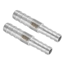 sourcing map 2Pcs 3/8" to 5/16" Hose Barb Reducer Pipe Fitting, 304 Stainless Steel Hose Pipe Fitting Sanitary Adapter for Vacuum Systems, Industrial Pipe Connections, Silver