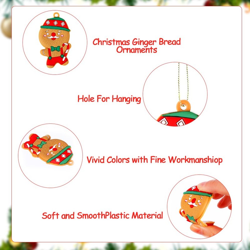 12pcs Christmas Gingerbread Ornaments, Gingerbread Christmas Tree Decorations, Gingerbread Hanging