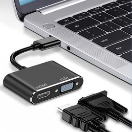 tunghey USB to HDMI VGA Adapter, 1080P USB 3.0 to HDMI VGA Converter, USB Male to HDMI VGA Female Video Adaptor Compatible with Windows 7/8/8.1/10 Devices