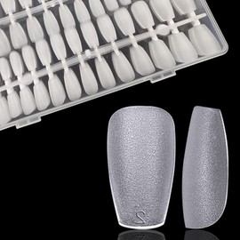 240 PCS Short Matte Coffin Nail Tips, 15 Sizes Upgraded Matte Frosted Soft Full Cover False Nails, Pre-shaped Artificial Nail Tips with Box for Nail Extension DIY Home Salon