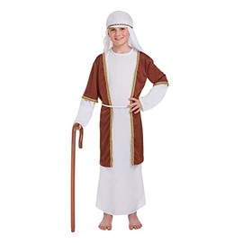HENBRANDT Children’s White and Brown Shepherd Costume Xmas Joseph Costume Nativity Play Pantomime Fancy Dress Outfit for Kids Size Small Ages 4-6 Christmas Fancy Dress for Boys