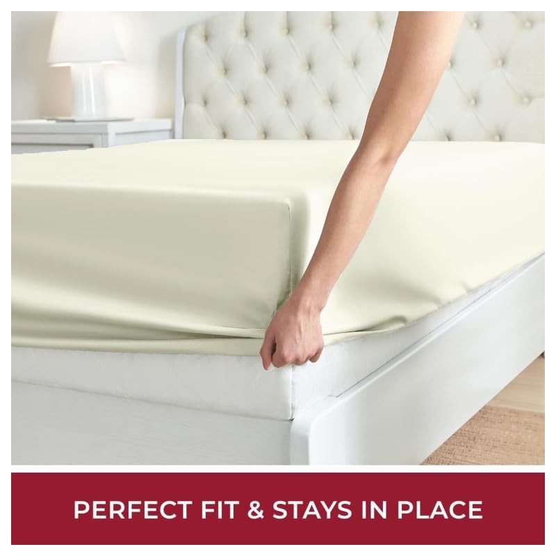 Prime Linens Extra Deep 30Cm Plain Fitted Sheet, Elastic Pocket