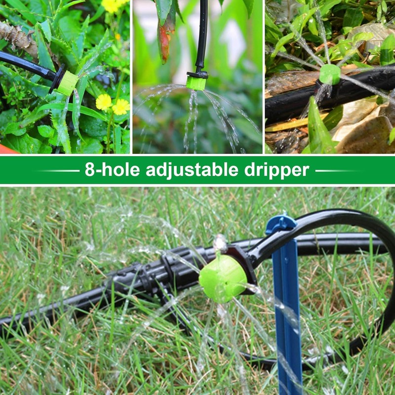 Rolcoassuns 100Pcs 1/4 Inch Adjustable Irrigation Drippers, 360° Micro Drip