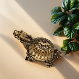 Betterdecor Feng Shui Longevity Dragon Turtle Tortoise Statue Home Office Decor -5" L