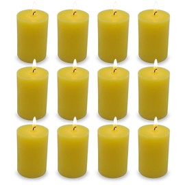 12 Pack 2x3 Inch Citronella Pillar Candles for Outdoor Indoor, Unscented Column Candles for for Home Garden Patio Yard Balcony, Smokeless Dripless and Clean Burning Emergency Candle - Yellow