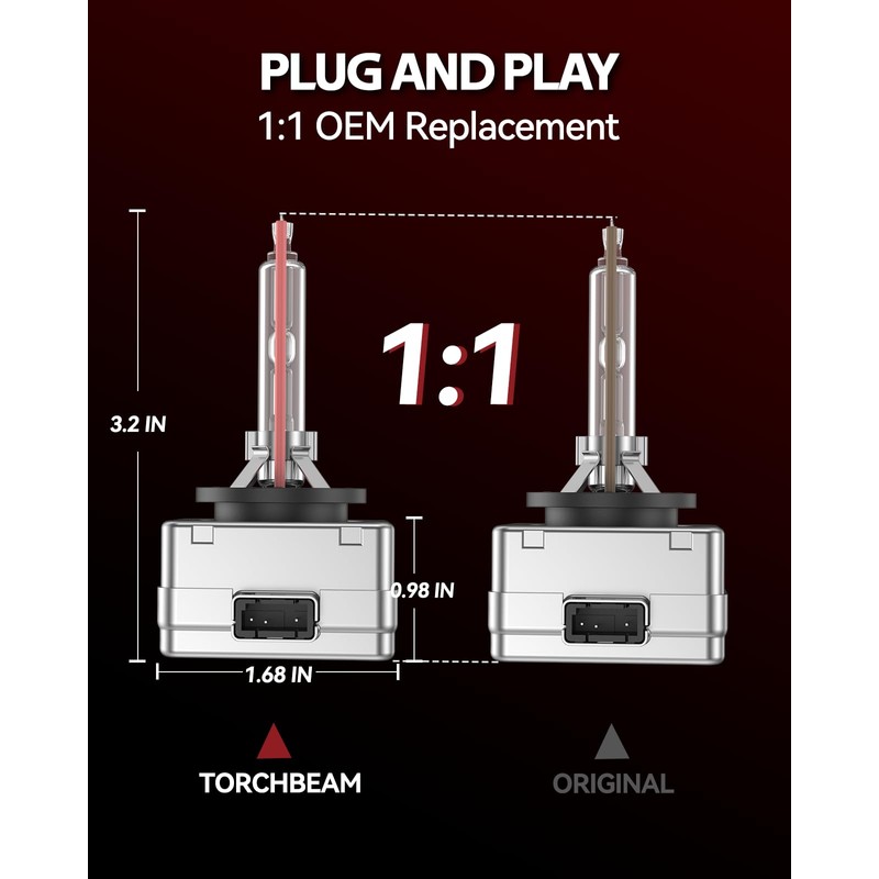 Torchbeam D1S HID Bulbs, Xenon 6000K 35W HID Bulb with