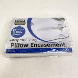 Utopia Bedding Waterproof Jersey Pillow Encasement 2-Pack White Queen Size NEW