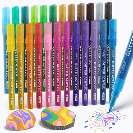 [JusArt] 32/24/16 Colors Glitter Markers Pen, Glitter Paint Pens, 0.7mm Fine Point Tip Metallic Shimmer Marker, Water-based Ink for Kids Adults DIY Crafts Greeting Birthday Cards Present Doodle Drawing Supplies, pen, markers, acrylic markers:_24 Colors