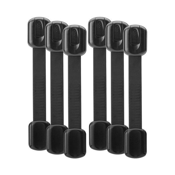 Bates- Child Safety Strap Locks, 6 Pack, Black Baby Cabinet