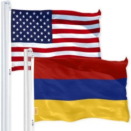UD_G128 Combo Pack: USA American Flag & Armenia Armenian Flag 3x5 FT Printed 150D Polyester