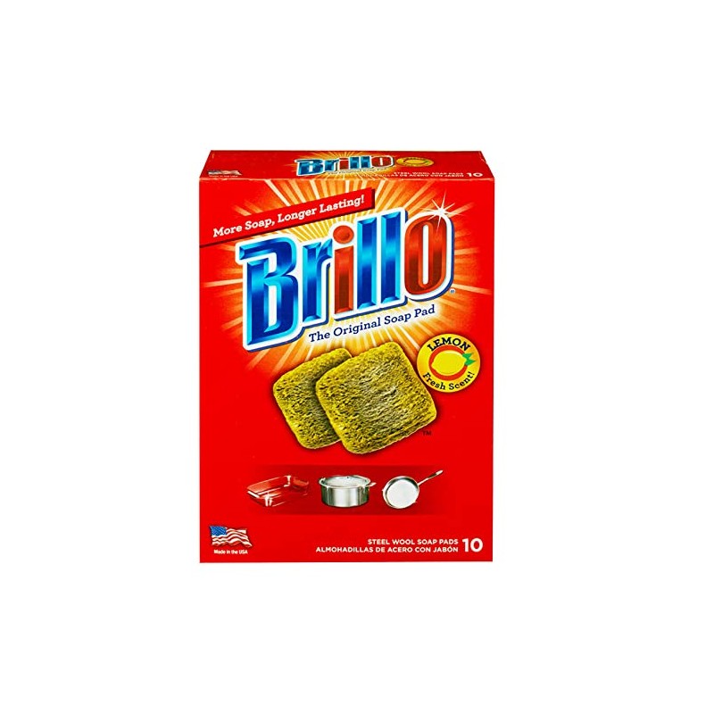 Brillo Steel Wool Soap Pads, Long Lasting, Lemon Scent Cleaning