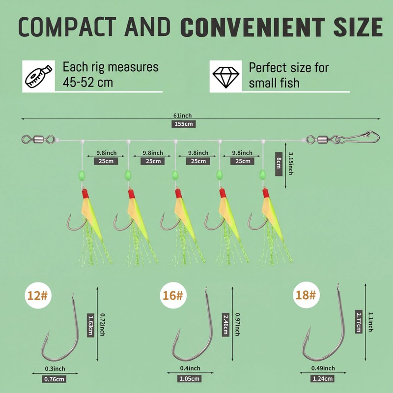 JolliLudo 9 Pcs Mackerel Feather Rigs Saltwater Sea Fishing -