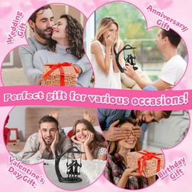 Kresecioo Anniversary Wedding Gifts for Couple/Her - Romantic Couple Statue in Love, Black Metal Couple Figurine Sweet Loving Together Iron Sculpture Decor, Birthday Gifts for Girlfriend Wife